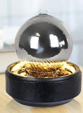 现代简约风水轮球流水喷泉摆件循环水客厅办公桌面招财生财装饰品