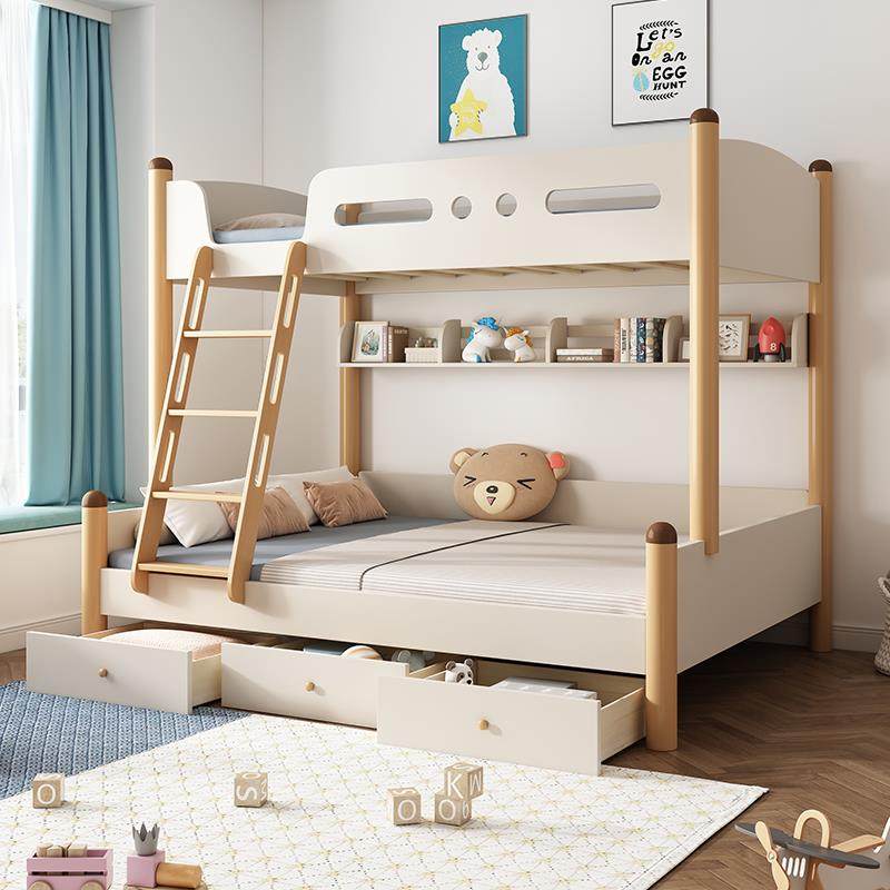 榉木高低床全实木儿童上下床双层床子母床多功能小户型两层上下铺,淘宝优惠券,粉丝福利购,淘宝优惠卷