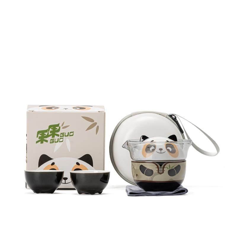 熊猫一壶三杯便携式户外旅行茶具套装便携式快客杯功夫茶具泡茶壶,淘宝优惠券,粉丝福利购,淘宝优惠卷