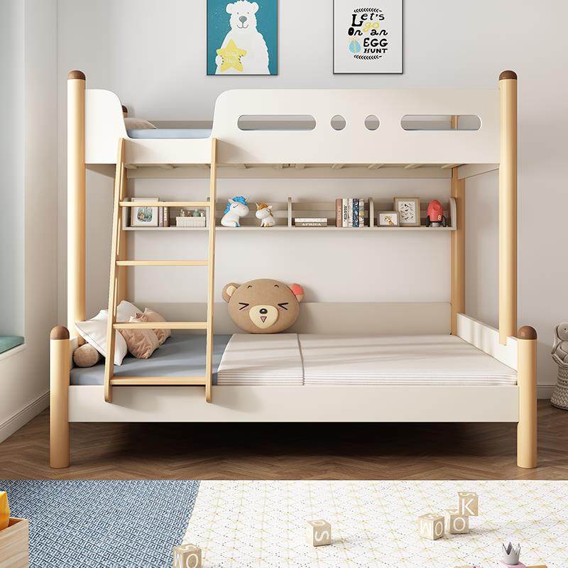榉木高低床全实木儿童上下床双层床子母床多功能小户型两层上下铺,淘宝优惠券,粉丝福利购,淘宝优惠卷
