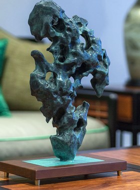 铜之美 太湖石摆件靠山石头铜工艺品客厅电视柜装饰品玄关艺术品