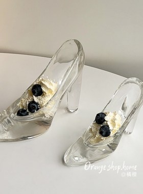 灰姑娘水晶玻璃鞋女创意透明玻璃摆件公主鞋情侣礼品装饰伴手礼