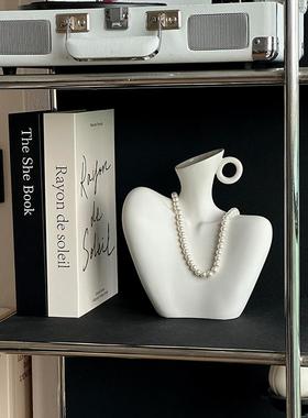 高级感摆件艺术创意人体锁骨陶瓷花瓶玄关桌面客厅小众设计感摆件