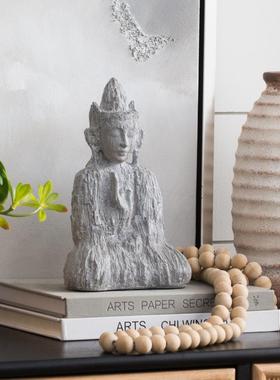 ABHOME出口美国树脂仿枯木质感佛像东南亚创意摆件客厅书房玄关