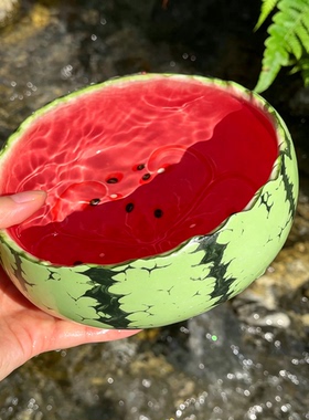 博主同款西瓜陶瓷水果碗清凉高颜