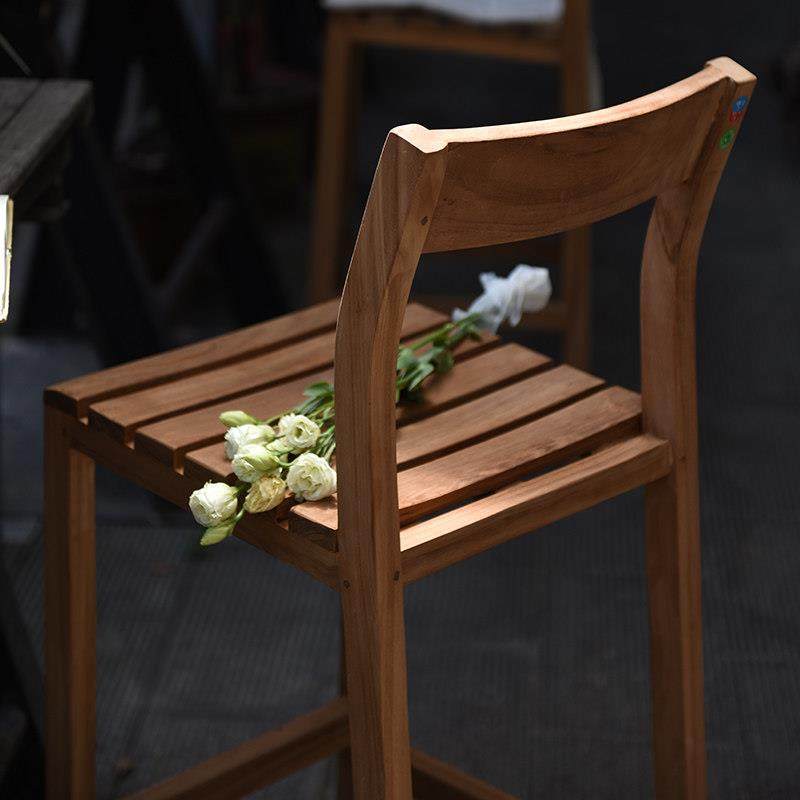 印尼进口户外吧台椅实木家用岛台椅柚木民宿咖啡店酒吧高脚餐椅子,淘宝优惠券,粉丝福利购,淘宝优惠卷