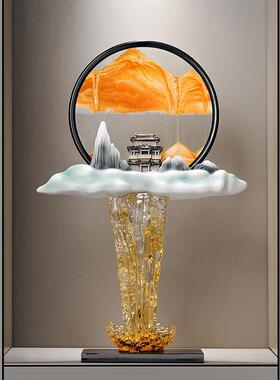 流水生财假山流沙画 画摆件客厅入户玄关造景办公室高级感家居装