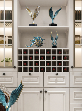 办公室招财工艺品客厅轻奢摆件桌面书柜书架O酒柜送礼摆件创意装