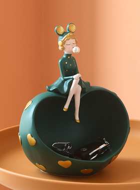 北欧轻奢风泡泡女孩摆件居家饰品创意玄I关钥匙收纳客厅桌面装饰