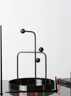 新中式创意金属异j形收纳托盘摆件卧室客厅样板房电视柜家居装饰