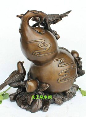 工艺品摆件寿鹊 器纯铜葫芦双喜福喜寿桃装饰品铜礼品