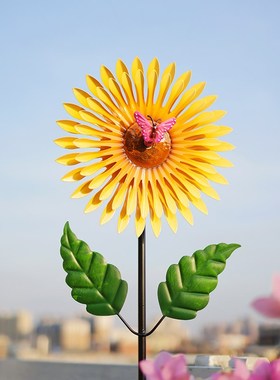 铁艺旋转风车花园户外彩绘庭院户外阳台K布置网红装饰品创意摆件