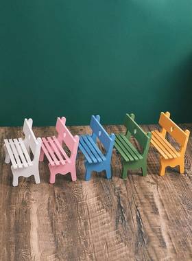 Zakka实木家居小椅子摆件饰品桌面可爱装饰木质桌椅拍摄道具