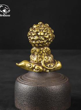 纯黄铜实心美猴王孙悟空插香小摆件香插小铜器摆件桌面摆设工艺品