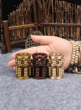 宇卓铜器纯铜迷你珠算盘铜笔筒居办公室创意工艺品摆件