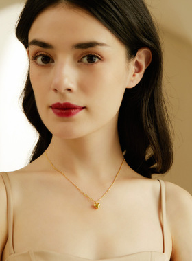 LALACHIC 925纯银立体爱心项链女设计高级感轻奢锁骨链