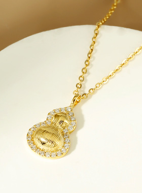 925纯银项链葫芦吊坠女轻奢高级感ins风毛衣链