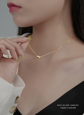 925纯银银豆豆项链新款女纯银项链女轻奢设计感小众锁骨链