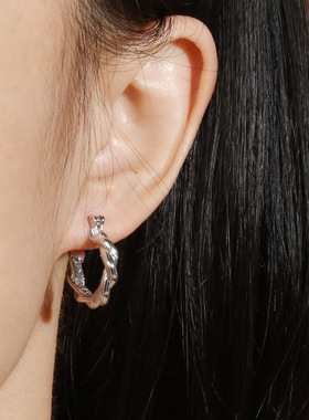 耳钉925纯银拉丝麻花耳饰小众极简百搭复古气质韩版女高级感