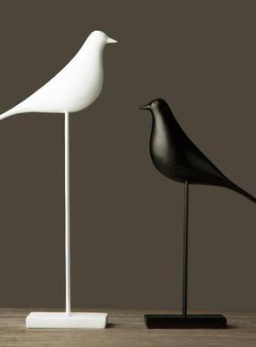 美式/法式乡村客厅橱柜树脂创意家居工艺装饰礼品摆件黑白小鸟