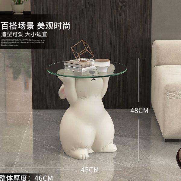 卡通兔子玻璃茶几摆件家居饰品客厅电视柜沙发旁边几装饰乔迁礼物,淘宝优惠券,粉丝福利购,淘宝优惠卷