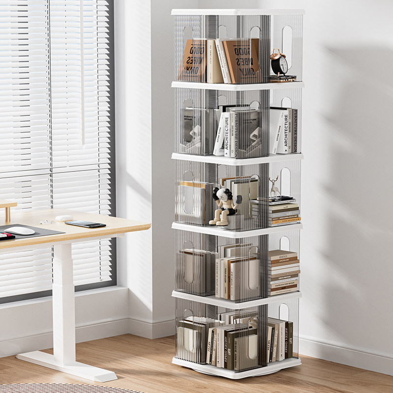 安维亚旋转书架落地置物架儿童亚克力书柜学生家用储物柜客厅收纳