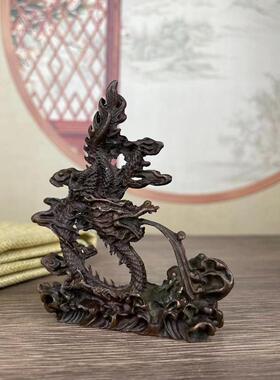 铜龙摆件仿古青龙吸水龙生肖戏珠龙金龙立龙家居办公室桌装饰品