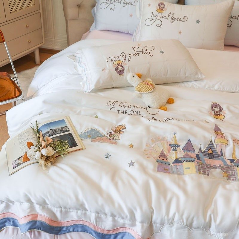 进口120支LF兰精天丝重工高精密绣花拼接床单贴边四件套丝滑裸睡,淘宝优惠券,粉丝福利购,淘宝优惠卷