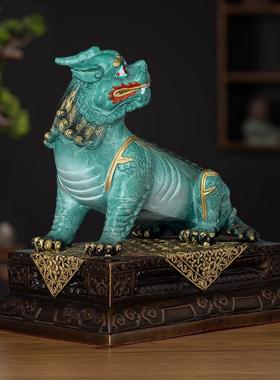 彩铜谛听摆件九华山地藏王菩萨坐骑招财善听家居客厅办公室装饰品