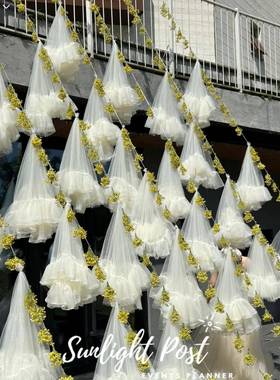 云朵纱幔婚礼吊饰派对网红挂装饰拍照道具置景陈列布幔户外生日