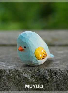 木雕小肥啾麻雀电脑桌面摆件珍珠鸟可爱情侣一对小鸟装饰闺蜜礼物