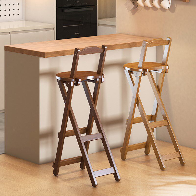 中古吧台凳侘寂风高脚蹬免安装折叠椅子竹靠背椅家用岛台椅子轻奢,淘宝优惠券,粉丝福利购,淘宝优惠卷