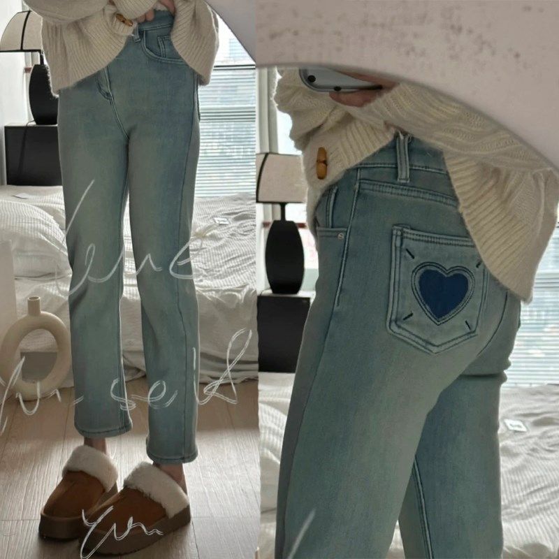 复古蓝直筒牛仔裤女春秋夏季胖妹妹mm梨形身材宽松显瘦弹力烟管裤,淘宝优惠券,粉丝福利购,淘宝优惠卷