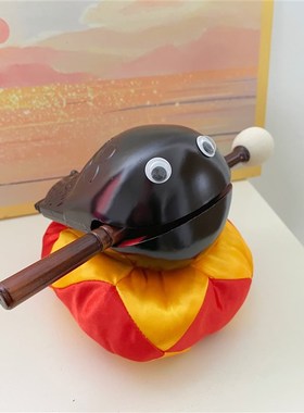 敲敲小木鱼烦恼全消小号木雕可爱随身不生气摆件解压玩具礼物