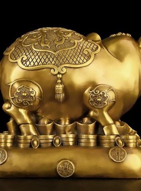 铜猪摆件铜金猪客厅办公室生肖猪金钱猪存钱罐工艺品大小号