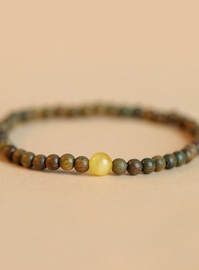 简约檀木手链细小纤细款绿檀手链女复古民族风手串男学生情侣单圈