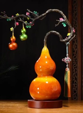 纯铜葫芦摆件开 口大号客厅玄关书房装饰乔迁新居老人过寿送