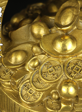 纯铜一桶金 招財摆件 旺事业店铺开业礼品家居铜器风水装饰品