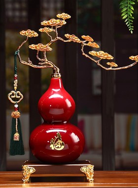 祥云葫芦摆件高档新中式客厅玄关酒柜电视柜办公室装饰搬新家礼品