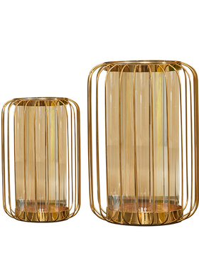 现代轻奢金属玻璃花瓶摆件样板房间简约欧式客厅餐桌电视柜装饰品