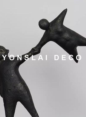 现代北欧创意艺术人物雕塑大理石底座售楼处样板房间软装饰品摆件