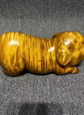 金丝楠木小叶桢楠金猪25*13*11实木水波纹招财客厅摆件送礼盒装