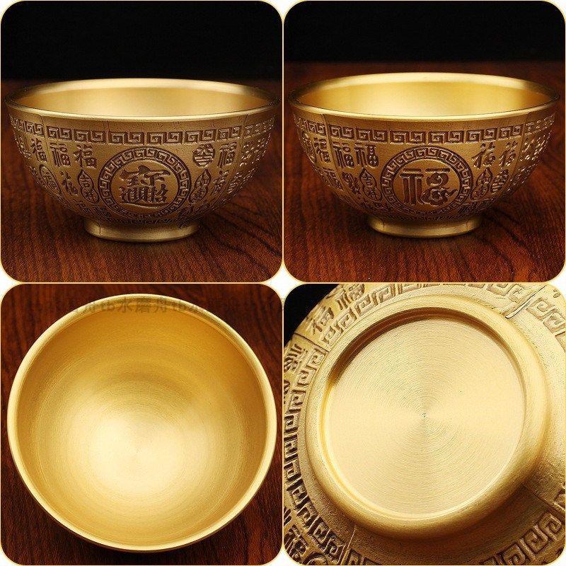 纯铜百福碗黄铜五牛供水碗家用中式装饰摆件佛具双龙铜碗佛前用品,淘宝优惠券,粉丝福利购,淘宝优惠卷