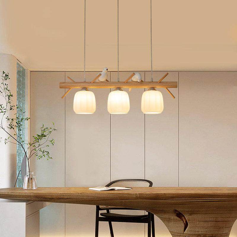 北欧餐厅吊灯三头现代简约原木风长条饭厅灯个性吧台茶室小鸟灯具,淘宝优惠券,粉丝福利购,淘宝优惠卷