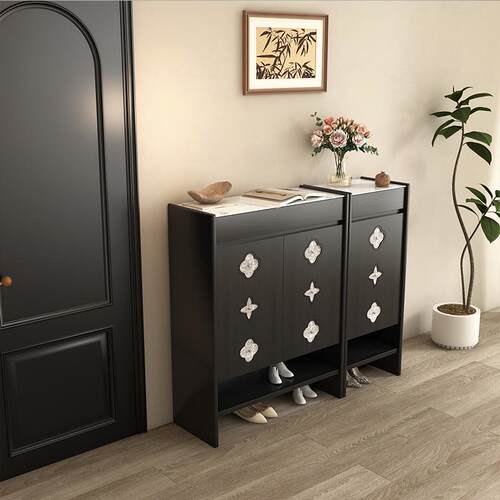 PH家居法式复古中古入户鞋柜玄关柜实木小户型家用收纳柜 - 图3