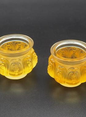 古法琉璃供杯供水杯供佛杯家用净水杯供佛水杯佛堂用品莲花圣水杯