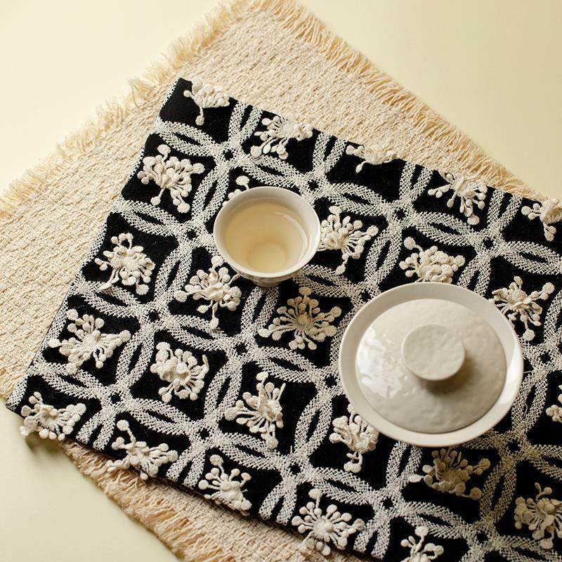 梵汝高端刺绣茶席中式流苏茶巾轻奢干泡席桌布泡茶道配件隔热桌垫,淘宝优惠券,粉丝福利购,淘宝优惠卷