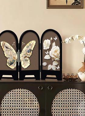 现代简约蝴蝶创意小屏风桌面摆画 画饭厅斗柜置物架装饰摆饰入户