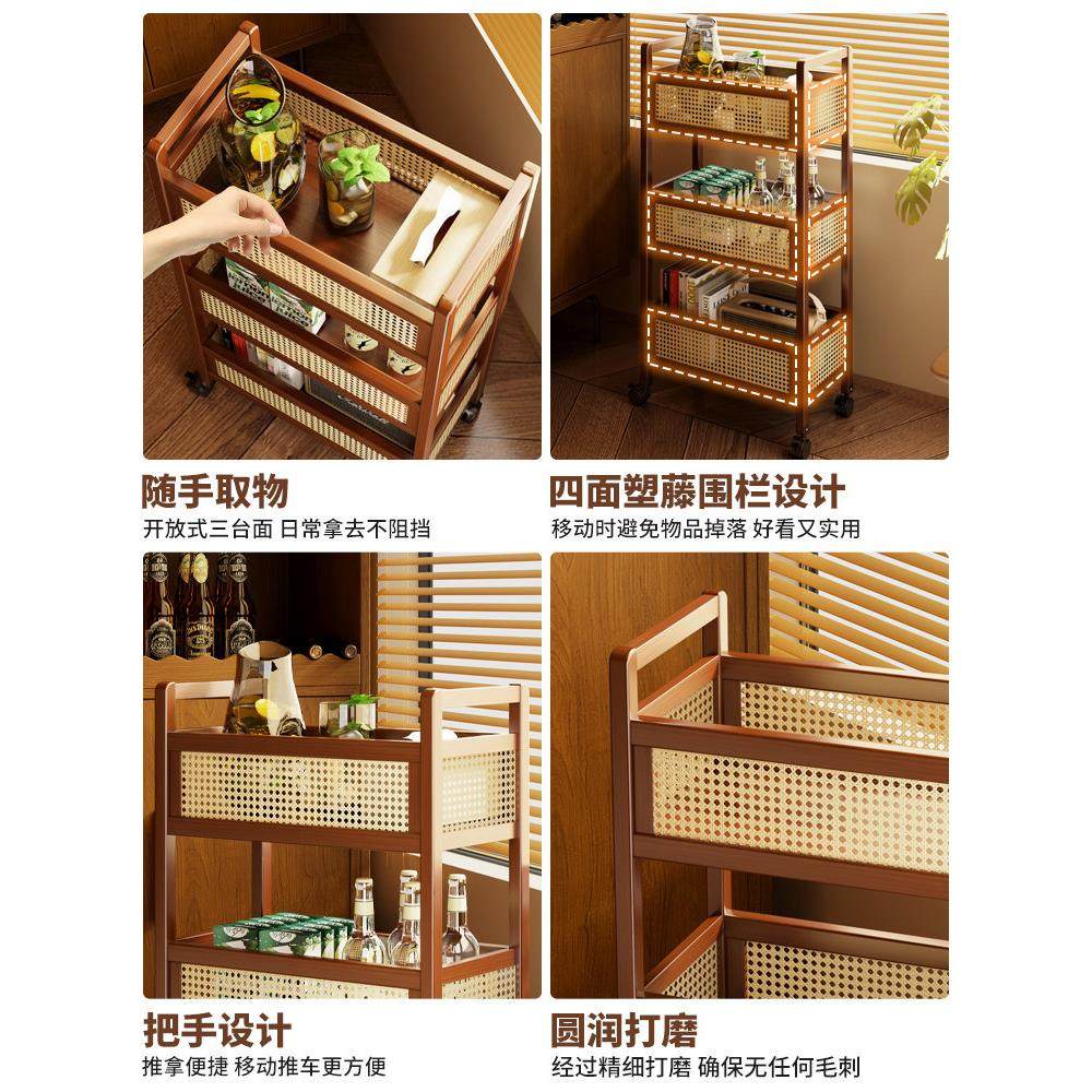 中古小推车零食置物架客厅落地可移动带轮杂物储物柜简易收纳架子,淘宝优惠券,粉丝福利购,淘宝优惠卷