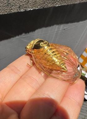 知瞭蜕变成金蝉轻奢重工金蝉摆件覆古小巧设计趣味潮玩个性摆饰